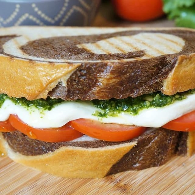 Vegetarian Mozza Melt Sandwich.